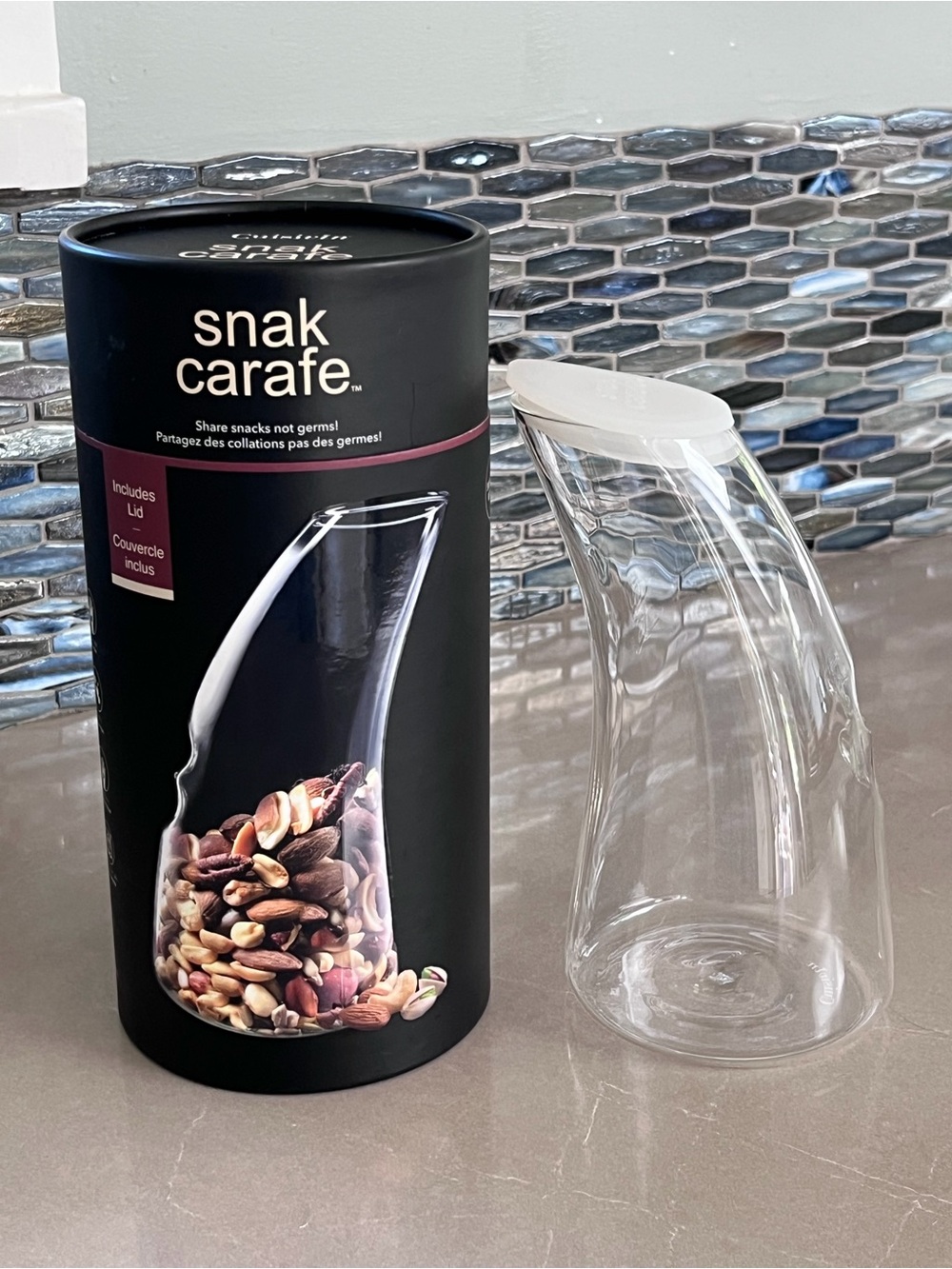 Cuisivin Clear Gladd Snack Dispenser with White Lid - Snack Storage Carafe